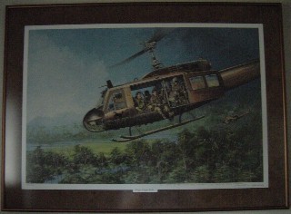 Print by Joe Kline.  UH-1H Crew Chief with the 101st AB Div 70-71. Click for more.