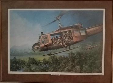 Print by Joe Kline.  UH-1H Crew Chief with the 101st AB Div 70-71. Click for more.